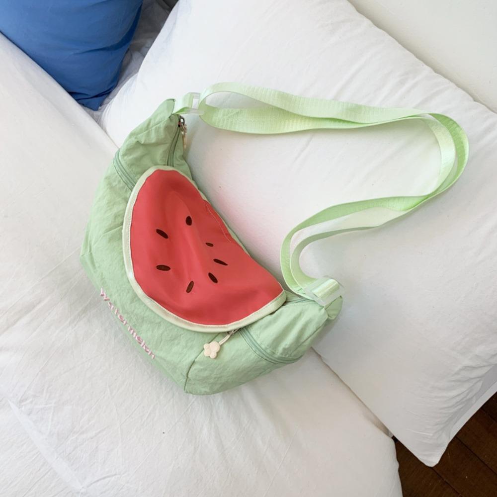 

Сумка кроссбоди в корейском стиле в форме фрукта, большая вместимость, тканевая сумка-мессенджер, милая сумочка, женская зелёный