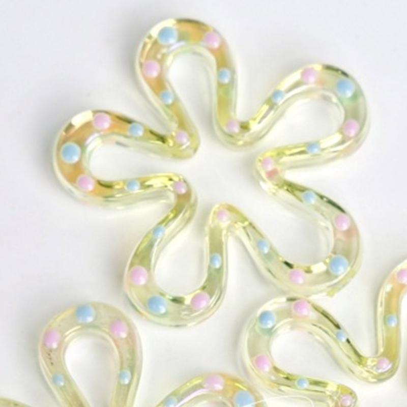 Resin Five-Petal Flower Loose Beads Double Side Flower Charm Pendant DIY Accessories Necklaces Earring Jewelry Making