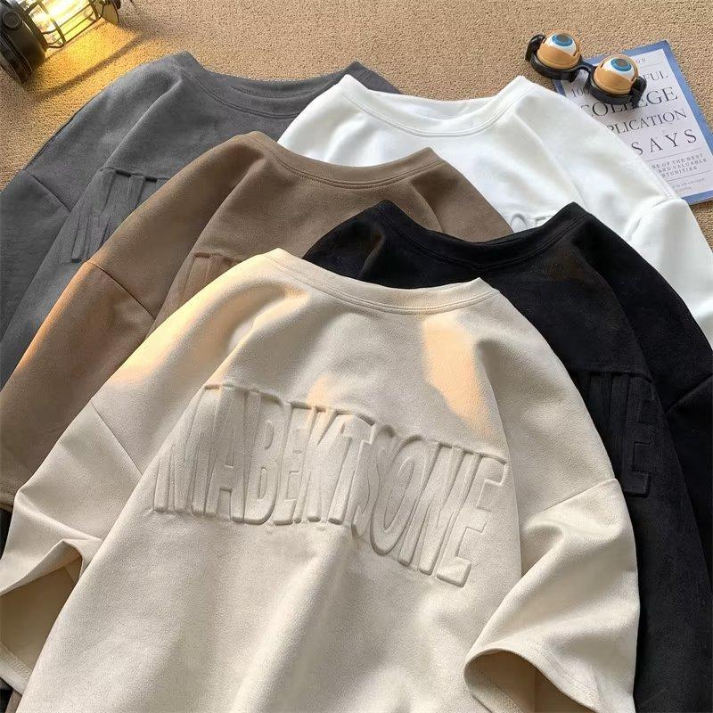 Summer American Retro Ins Fashion Brand Fashion Casual Loose Short Sleeve Youth Popular All-match Round Neck Half Sleeve Clothes
