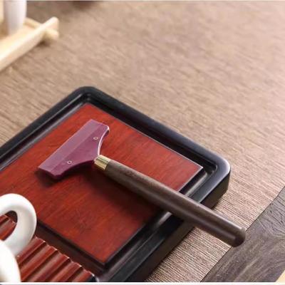 Brosse Raclette à Eau en Silicone à Manche en Ébène pour Nettoyage de Plateau à Thé - Accessoire Créatif pour Service à Thé