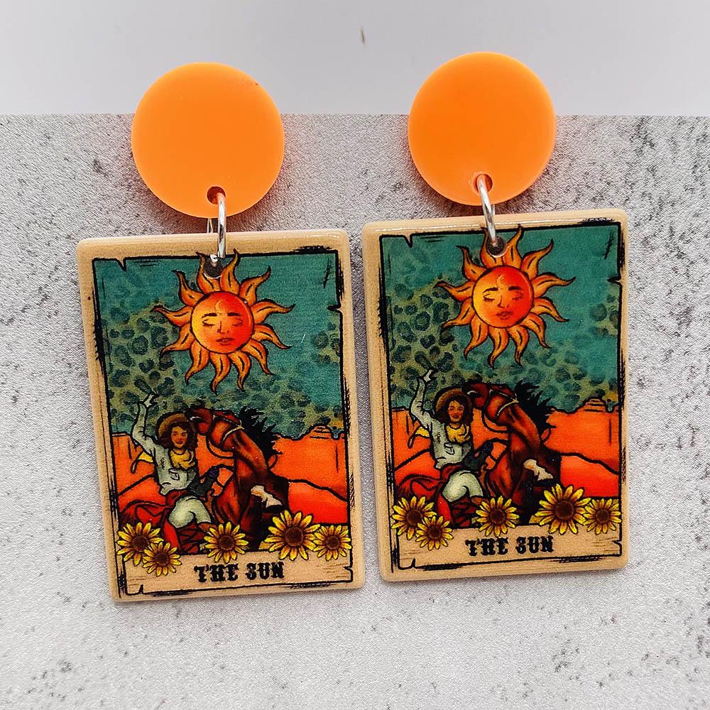

Cross-Border Halloween, Thanksgiving, and Christmas Skull Sunflower Cowboy Tarot Earrings