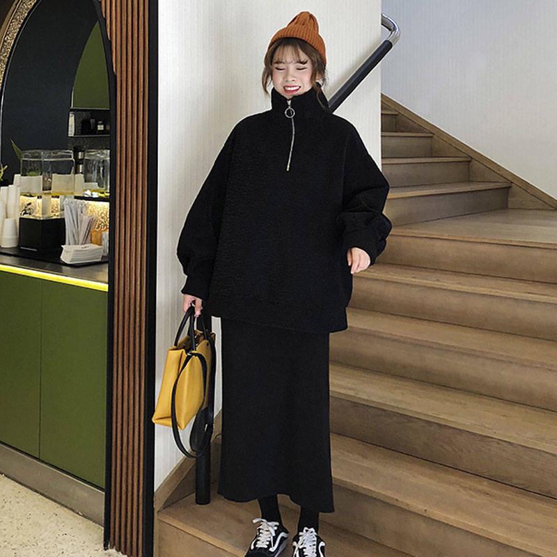 Women's Korean-Style Oversized Lamb Wool Zipper Hoodie