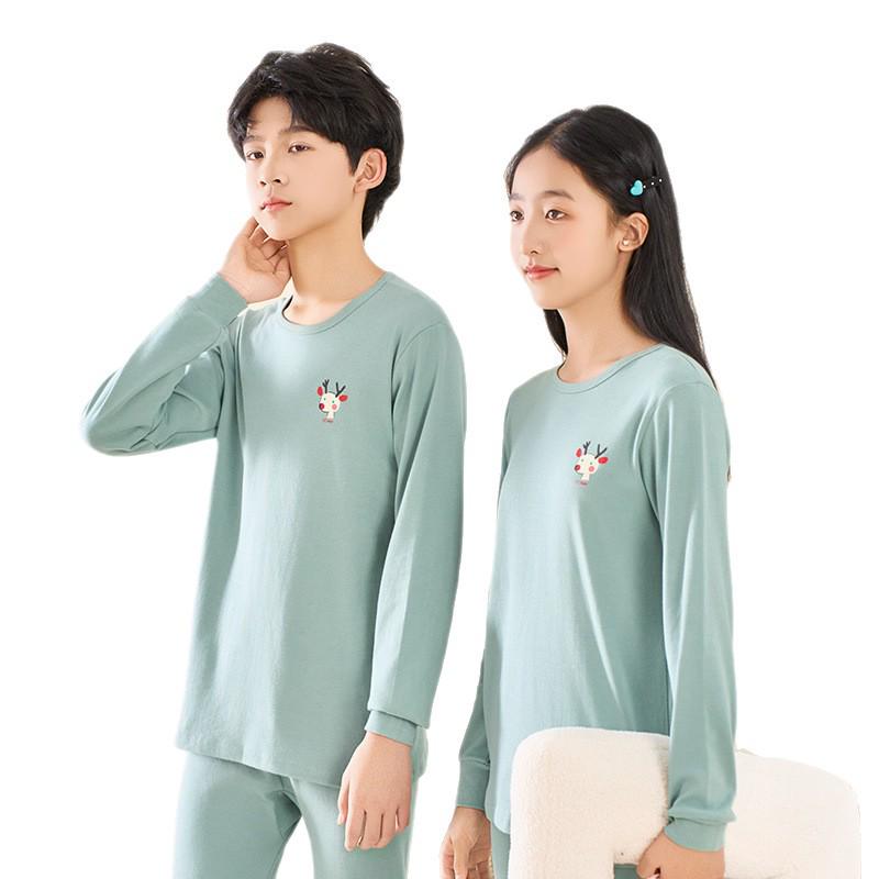 Kids' Autumn Cotton Flannel Pajama Set - Warm Long Johns and Base Layer for Boys and Girls