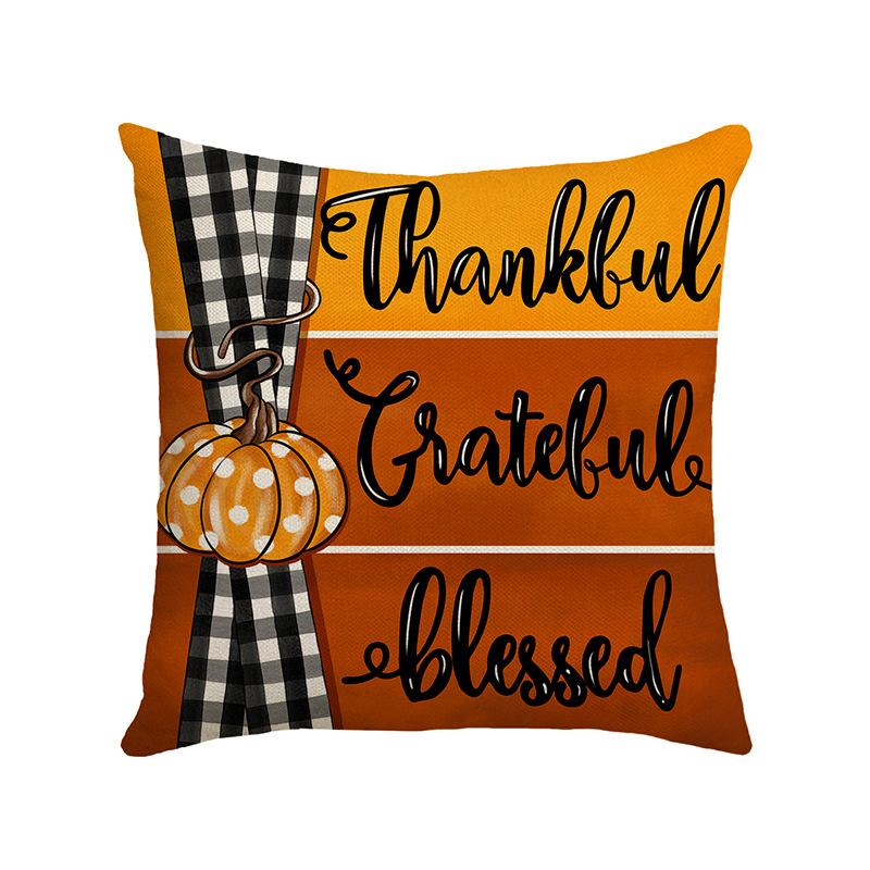 Autumn New Pumpkin Letter Linen Waist Cushion Cover Sofa Decoration Thanksgiving Bedroom Pillow Cover