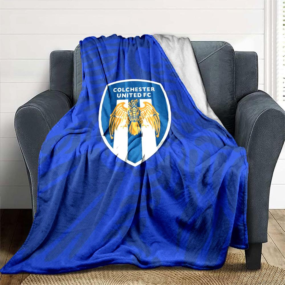 Colchester Utd FC Print Flannel Blanket High Quality Warm Comfortable Cover for All Seasons Perfect for Gifts Home Decor