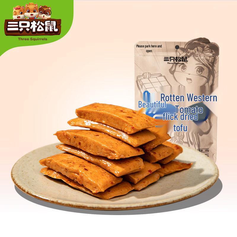 Three Squirrels Sweet & Spicy Chewy Dried Tofu Snack
