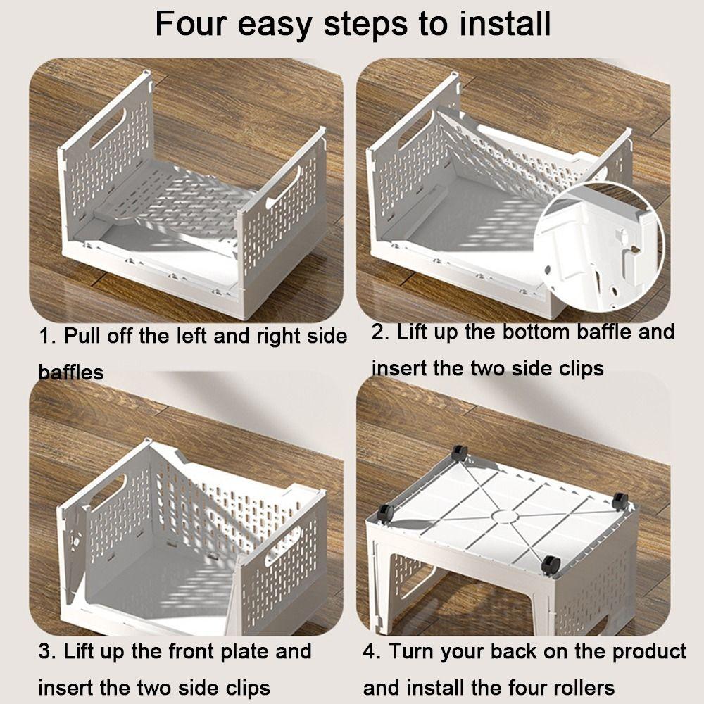 Plastic Folding Storage Box Large Capacity Book Storage Basket  Under Desk