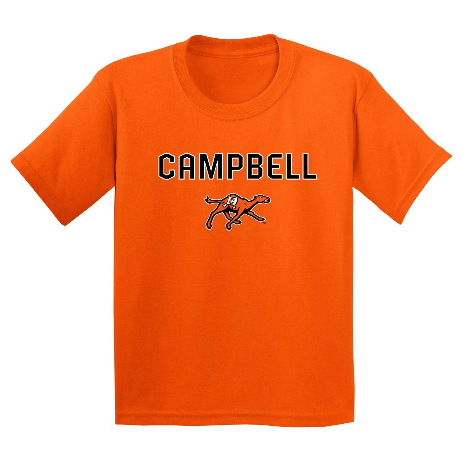 Campbell University Fighting Camels Arch Logo Licensed Youth T-Shirt - Orange M