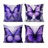 4 Piezas/Set Fundas Almohada Con Diseño Mariposa Morada, Tamaño Estndar/Queen, Elegantes, Estilosas, Lavables A Mquina,