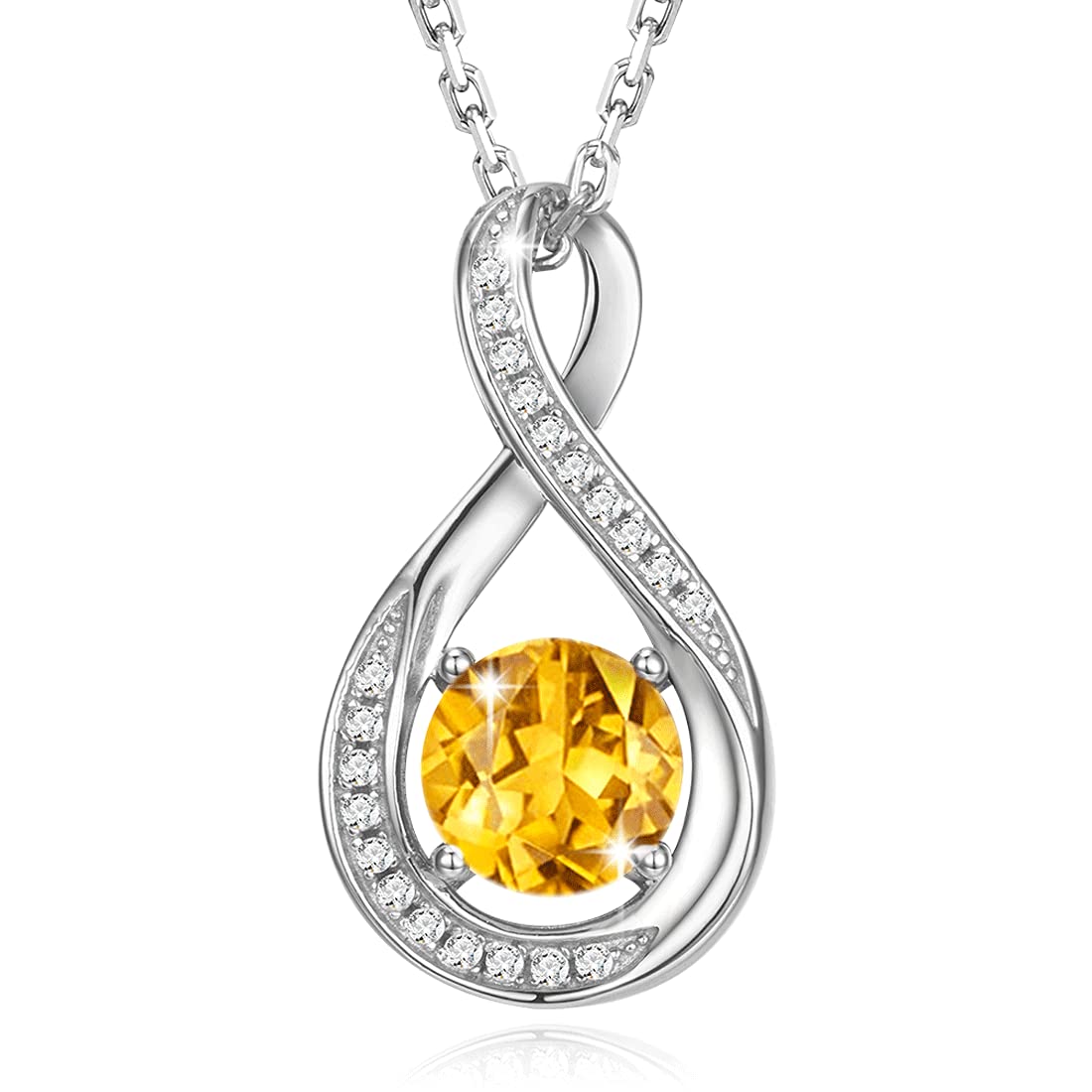 [Gemlanto] Sterling Silver 925 Citrine Teardrop Necklace for Women, November Birthstone, 18K Gold Plated, Gift Wrapped, Perfect for Birthdays and