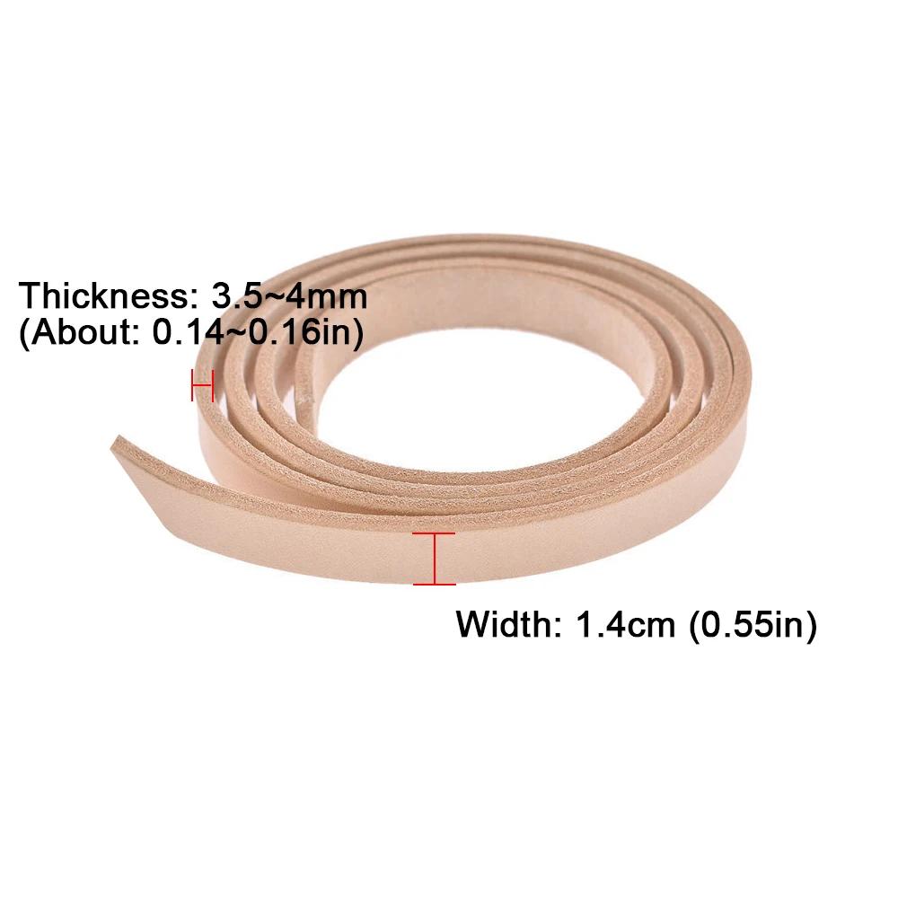 

1 Roll 3.5-4mm Vegetable Tanned Leather Strip, Natural Cowhide Strap 1.4-3.9cm x 100-125cm for DIY Belt Bag Craft