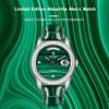 Start Malachite Men's Watch Diamond Watch Date Function Automatic Mechanical Watch Butterfly Buckle Alligator Leather Strap