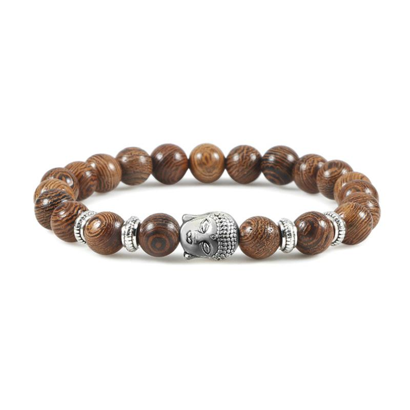 Trendy Tiger Eye & Volcanic Stone Beaded Bracelet with Buddha Head - Multiple Styles for Women