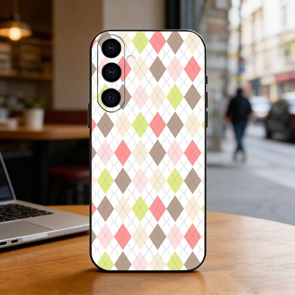 Karierter Hintergrund Handyhülle Für Samsung Galaxy A73,A72,A71,A70,A53,A52,A51,Weiche Silikon Schwarze Hülle