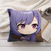 Keqing Cute Genshin Impact Cushion Cover Silky Short Plush Invisible Zipper Dustproof Sofa Pillow Case For Home Decor