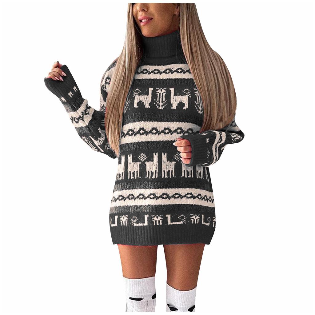 Mote julegenser for kvinner Rund hals Høy hals Mellomlang Langermet genser