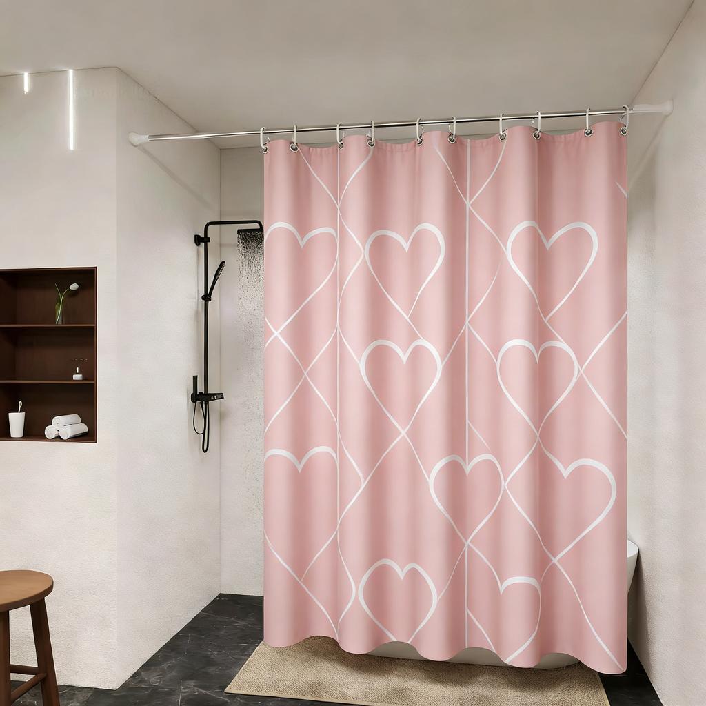 Modern Black Abstract Interwoven Line Art Waterproof Shower Curtain