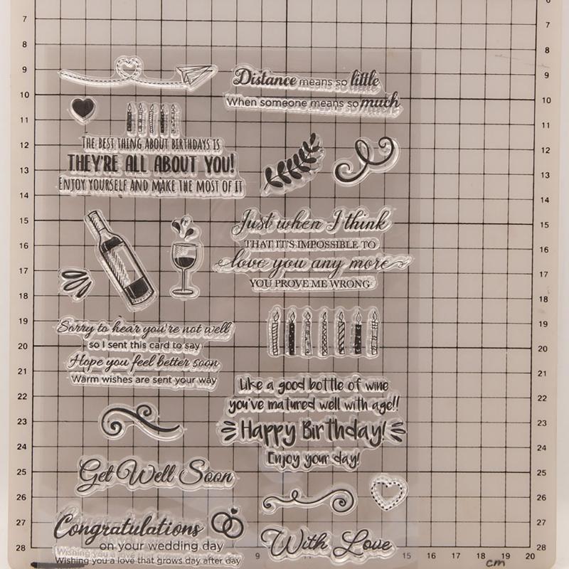 Birthday Celebration Clear Stamp Background Silicone Stamp for Birthday Card Making Scrapbooking Album Journal Planner