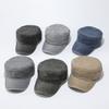 Flat Top Hat Men's Military Hat Solid Color Washed Cotton Hat Washed Cap Light Plate Sunscreen Sun Hat