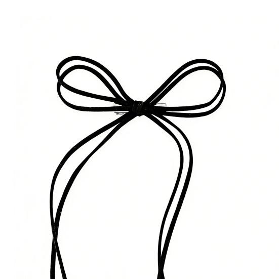 Yousheng Hairpin Suede Texture Long Ribbon Double Bow Hair Clip Half-Tied Hair Ponytails Autumn Winter Hair чёрный