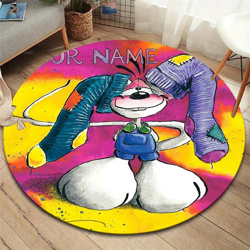 Diddl Custom Name Round Area Rug,Carpet Rug for Living Room Bedroom Sofa Playroom Decor,Non-slip Floor Mat