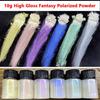 6Pcs/Set Aurora Mermaid Nail Art Powder High-Gloss Polarized White Pearl Chrome Pigment Chameleon Manicure Rubbing Mica