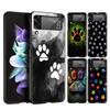 Dog Footprint Paw Cute Hard PC Phone Case For Samsung Galaxy Z Flip 5 4 3 Black Cover For Galaxy Z Flip 6 Foldable Shockproof