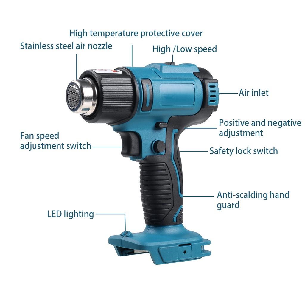 1200W Cordless Handheld Hot Air Gun Temperatures Adjustable With 2 Nozzles Electric Heat Gun For Makita 18V Lithium Battery