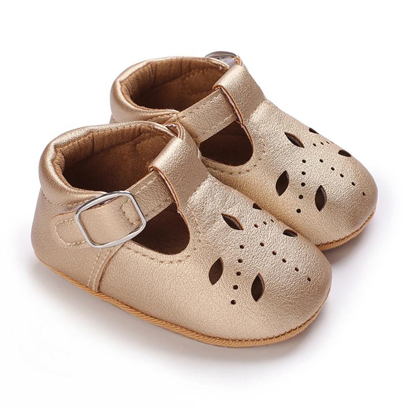 Unter 2 Jahren Kleinkinder-Babyschuhe, atmungsaktive Loch-Krippenschuhe, PU-Lederschuhe, rutschfeste Sandalen mit weicher Sohle