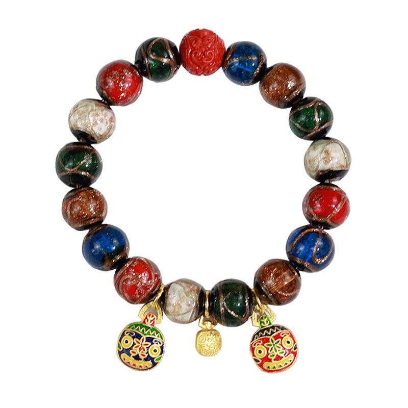 Handmade Glass Bead Bracelet Women Men Boho Spiritual Jewelry With Ash Gray Beads 17 12mmStyle