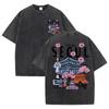 T-shirt Estiva Vintage Seoul Corea Cotone Lavato Estetica Città Grafica Retro Lavaggio Acido Manica Corta Stile Harajuku
