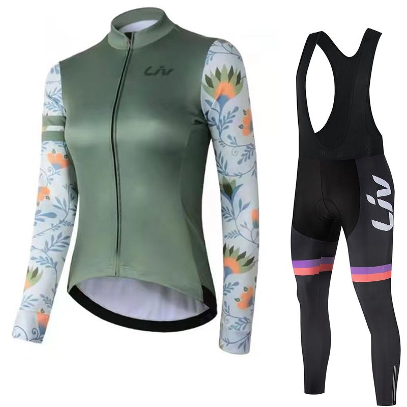 LIV Jersey de Manga Larga para Bicicleta para Mujer Delgado Alta Elasticidad Transpirable Culotte de Ciclismo Equipo Profesional Bicicleta de Carretera MTB Ropa de Ciclismo