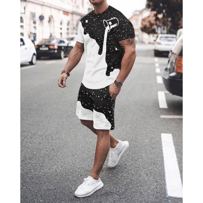 Luxury Brand 3D Lion Printed Men's T-Shirt Set Summer O-Neck Short Sleeve Oversized TShirt Top 3D Style Men's Casual Fashion Set