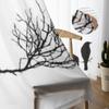 Silhouette der Vögel auf dem Zweig, Chiffon-Vorhänge für Wohnzimmer, Schlafzimmer, Dekoration, Fenster, Voiles, Tüllvorhang