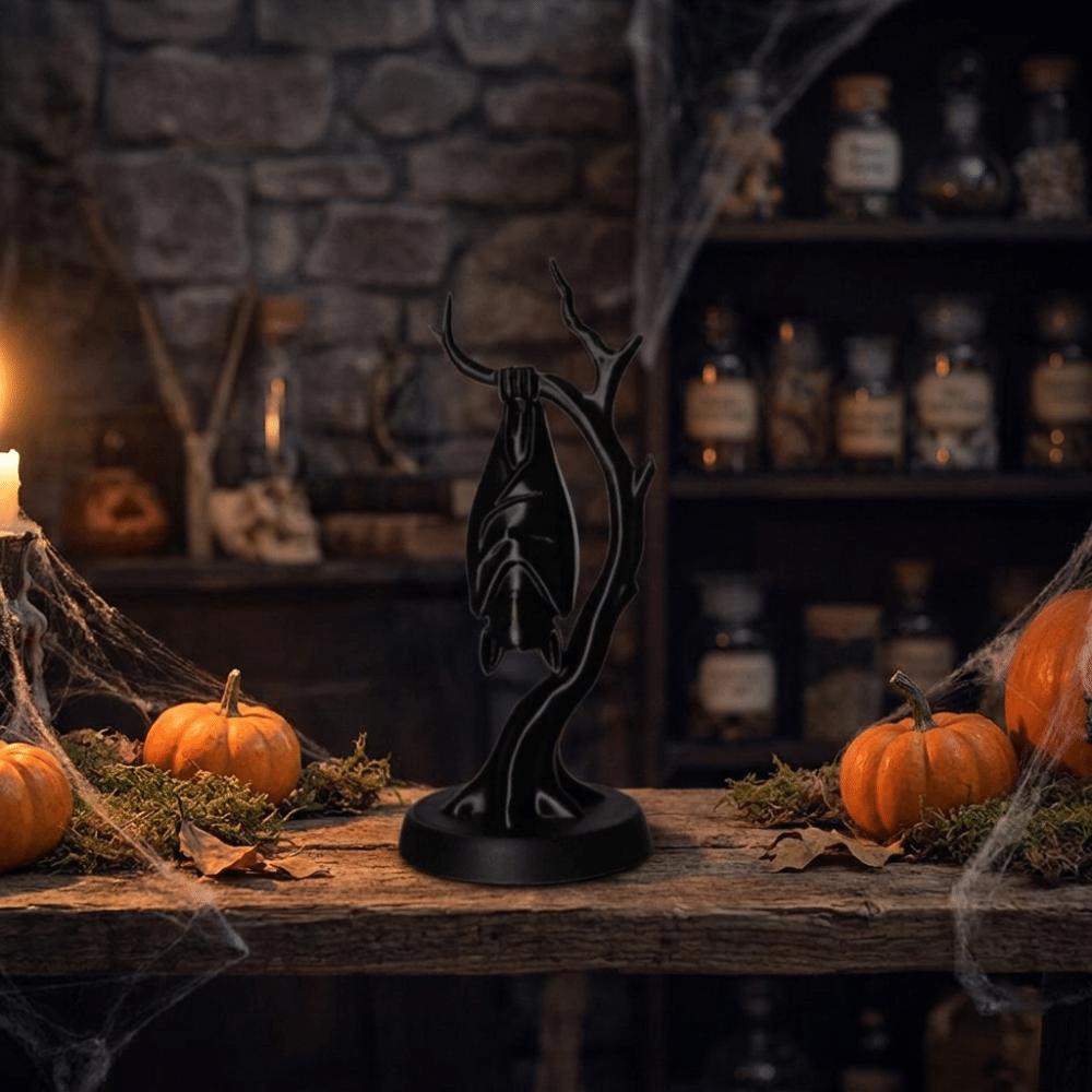 3D Printed Hanging Bat Branch Statue Black Gothic Tabletop Decor Sculpture  Home Decor