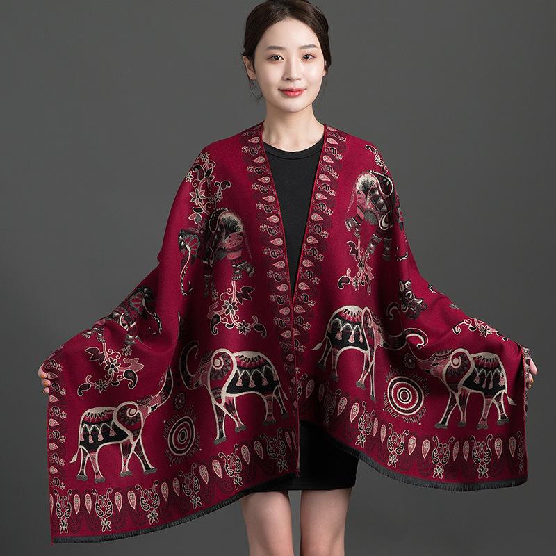 Women S Thick Faux Cashmere Double Sided Cashew Pattern Scarf Winter Shawl