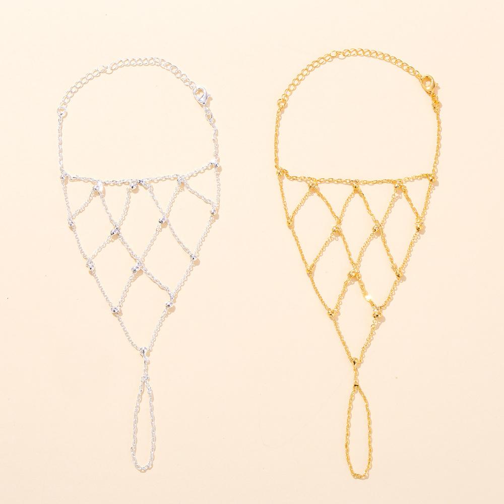 Bohemian Mesh Chain Bracelet And Ring Women Metal Sexy Exaggerated Bangle Beach Wedding Bride Fashion Jewelry Accessories Gifts
