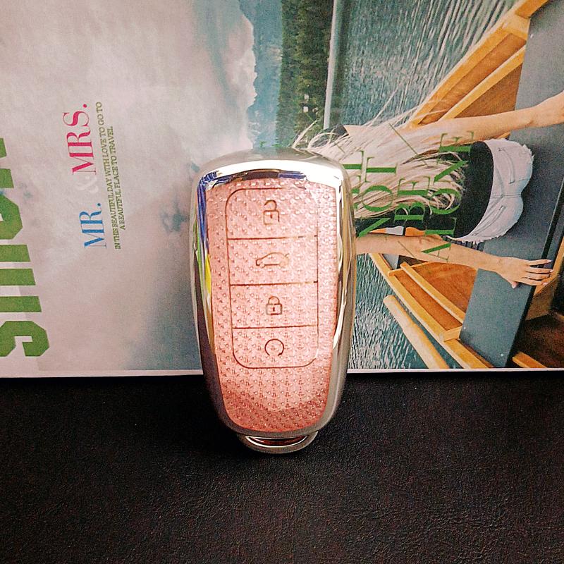 Pink Diamond Pattern Tpu For Chery Jaecoo J7 J8 Tiggo 8Pro Omoda 5 Remote Smart Car Key Case Cover Fob Bag Keychain Accessories