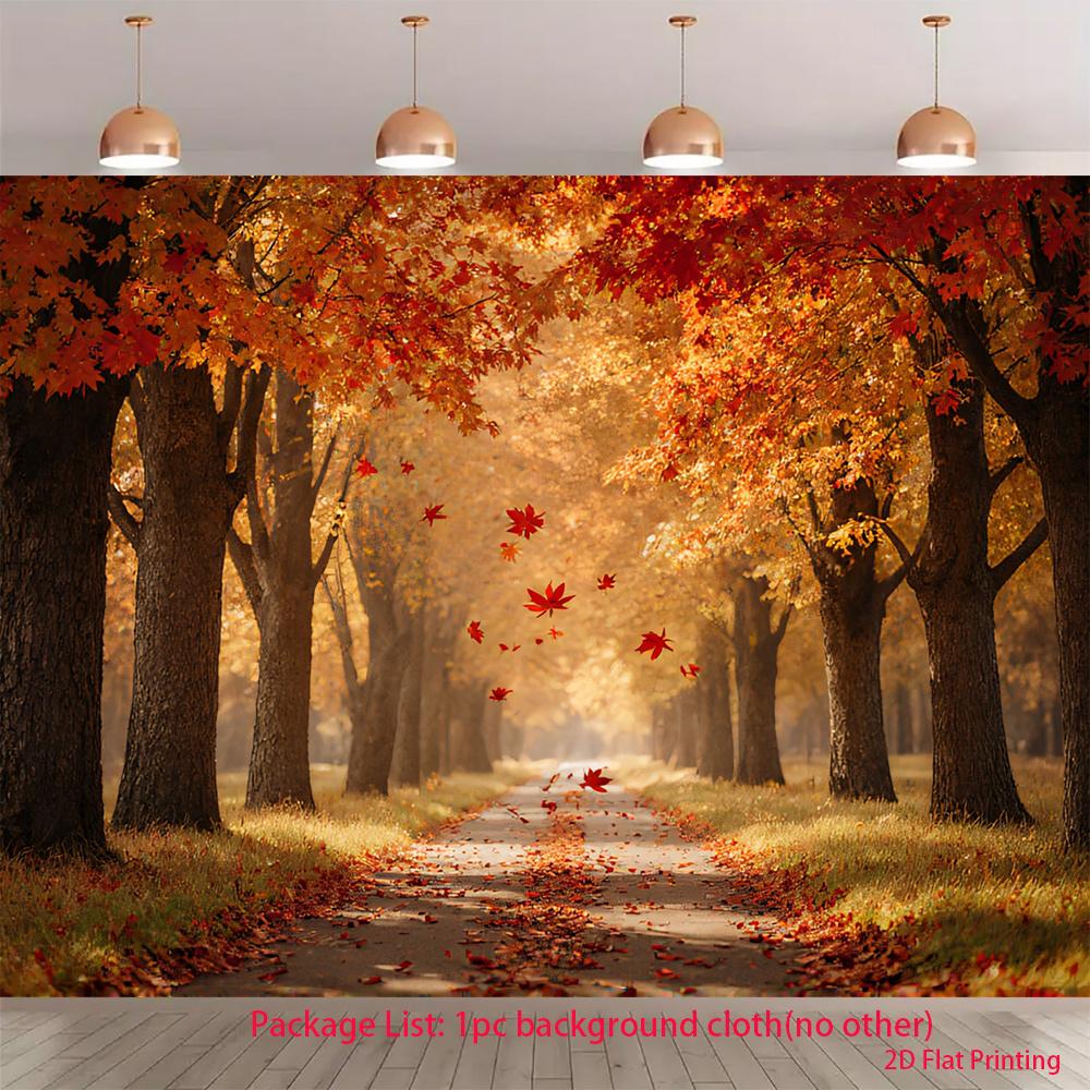 2D Plane 1 Piece of Autumn Forest Path Colored Leaves - Vibrant Autumn Leaf Design