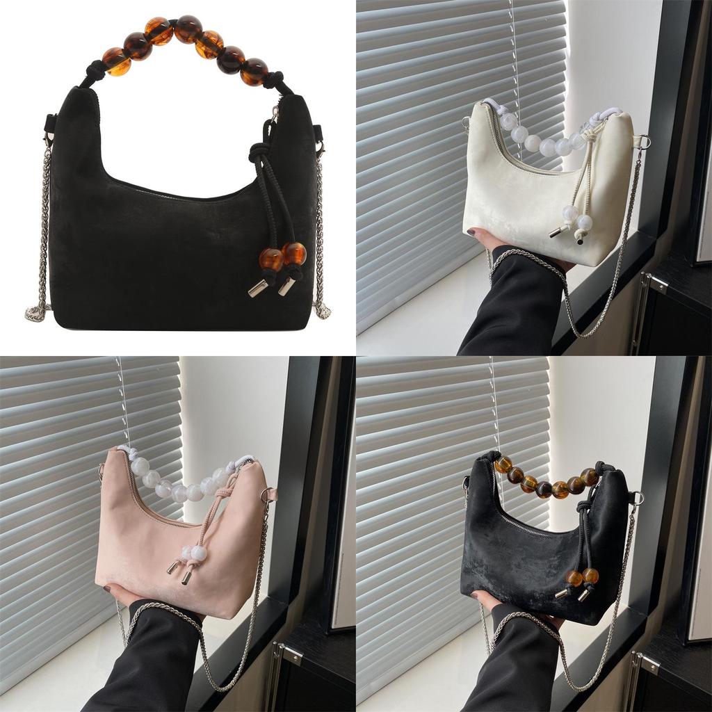 Elegante Schwarze Perlen-Bestickte PU-Handtasche Stilvolle Lässige Umhängetasche Für Damen