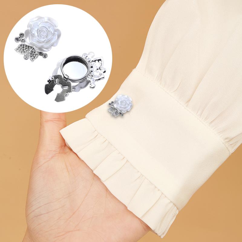 1PC Accessories Wedding Button Decoration Gift Jewelry Electroplating Rose Shape Rhinestone Cufflinks Exquisite 30/40x17mm