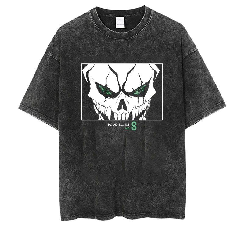 

Kaiju No Washed Vintage Short sleeved round neck Yk Tshirt Men Clothing New in Top Tees Mens TShirt Camisetas S