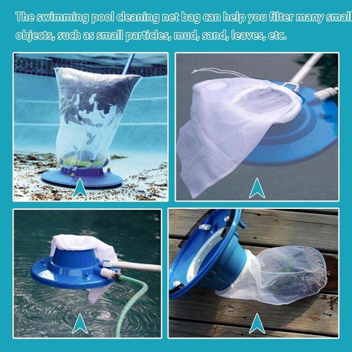 Lot de 6 sacs filet nylon 32 x 23 cm pour aspirateur de piscine - cordon de serrage
