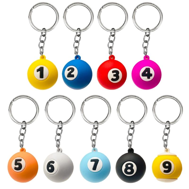 Portachiavi Ciondolo Biliardo Simulazione Creativa N.1 a N.9 Ornamento Portachiavi Borsa da Biliardo Periferiche Sportive Regalo