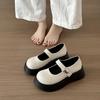 Muffin Thick-soled Round-headed Mary Jane Shoes Women's 2025 Spring New Shallow Mouth Retro College Style Loafers Single Shoes