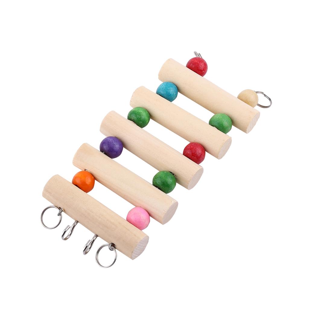 Pet Ladder Bridge Wood Climbing Swing Portable Mouse Hamster   Canary Pet Toys (5Steps S)