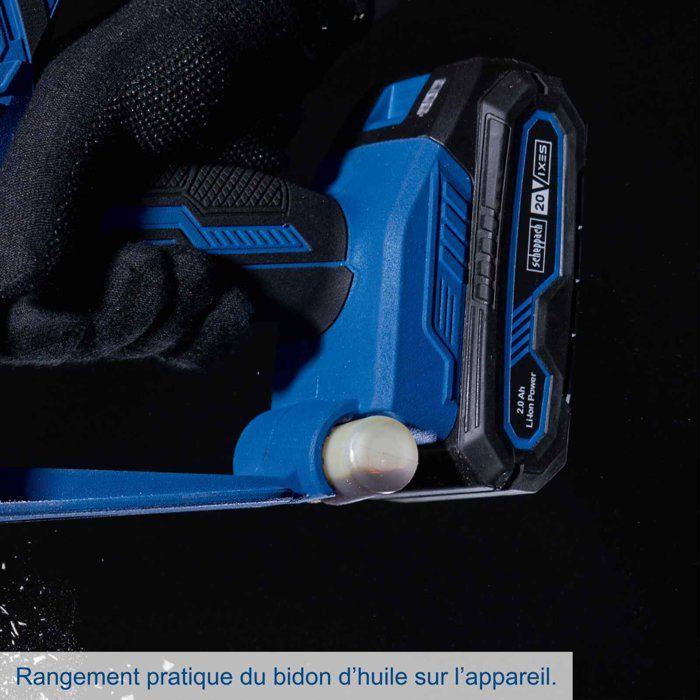 Pack Scie de jardin sans fil C-PS100-X - Longueur coupe 127 mm - Vitesse 4,8 m/s - SCHEPPACH 20V IXES Batterie 2Ah + chargeur 2.4A