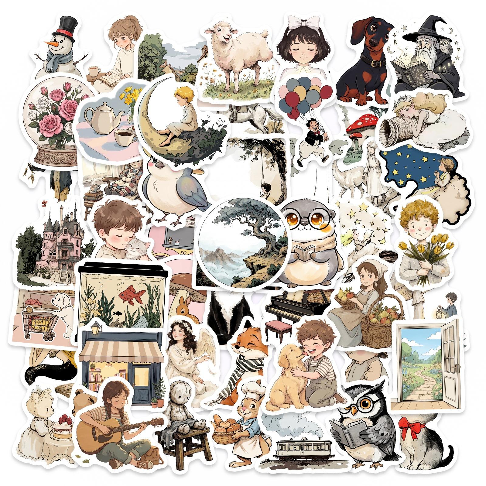 56 Cute Cartoon Stickers Fairy Tale World Decorative Stickers Creative Stationery Stickers Refrigerator Luggage Stickers