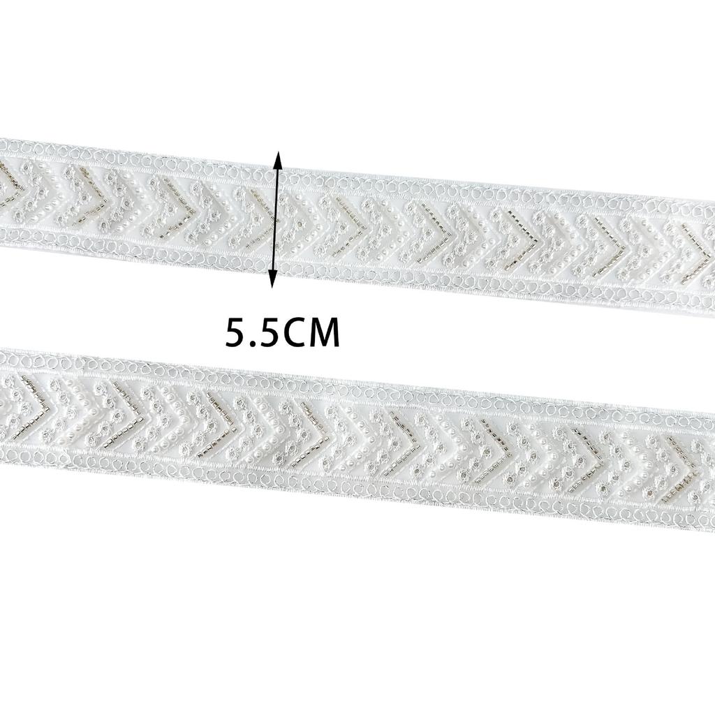 5.5Cm Multi-Color Handmade Beads Bone Rope Barcode Clothing Cuffs Skirt Webbing Ethnic Style Decorative Lace Accessories