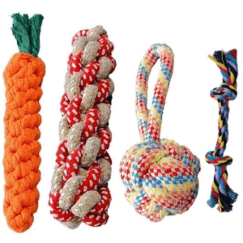 Durable Cotton Rope Knot Dog Teething Toy for Puppies and Small Breeds